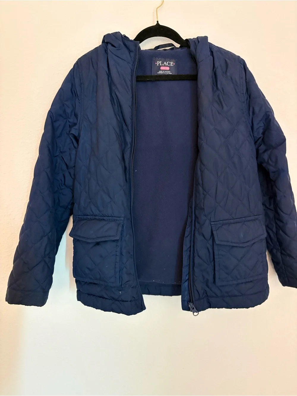 Place Girls' Quilted Hooded Puffer Jacket - Navy